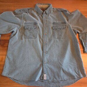 Men's Big & Tall Vintage RedHead Denim Hiking Fishing Safari Shirt - Size 2XL